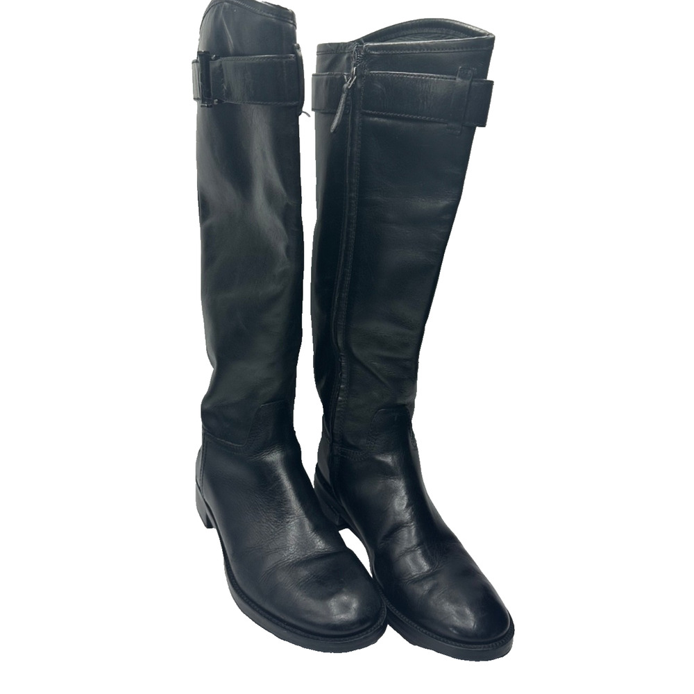 Tory Burch Black Leather Knee-High Heeled Boots